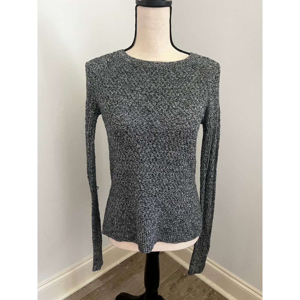 AEO Knit Crew Neck Sweater sz XS Cotton Y2K Grey Gorpcore Preppy Minimalist Fall